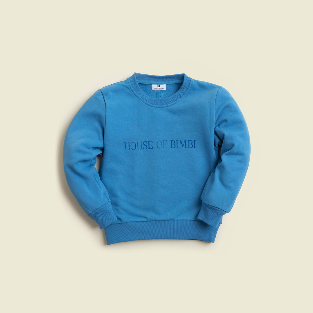 Kids Crewneck Sweatshirt Blue Front