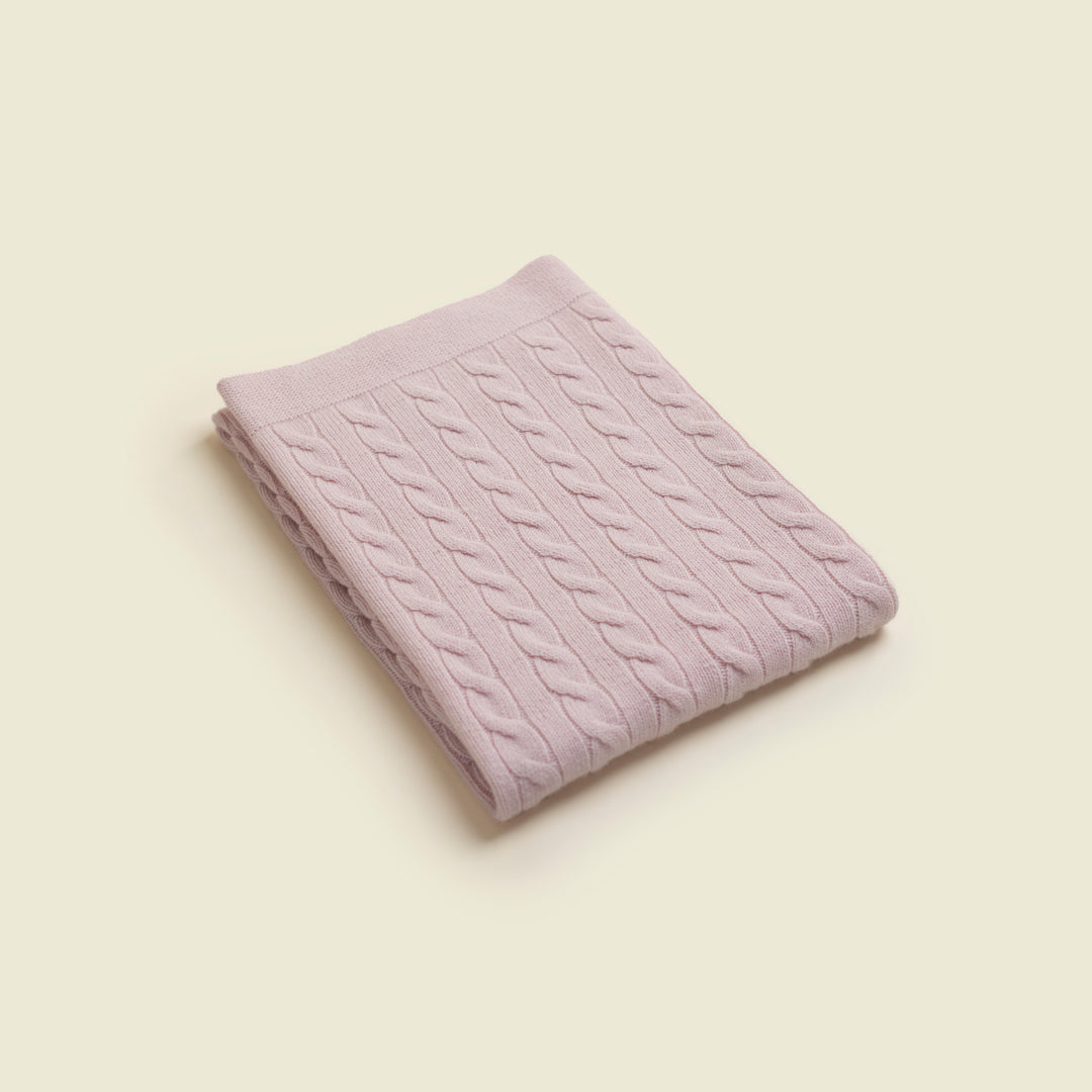 Cashmere Baby Cable Blanket Pink