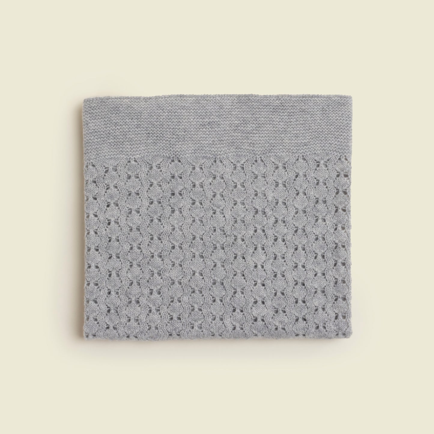 Cashmere Crochet Stitch Baby Blanket Grey Top