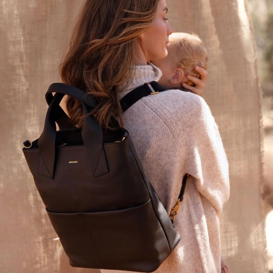 stylish leather nappy bag