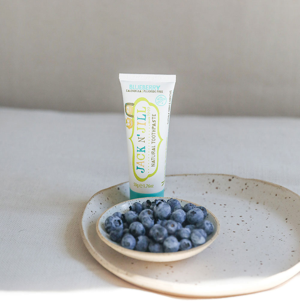Blueberry Jack N' Jill Natural Toothpaste Front with Berries