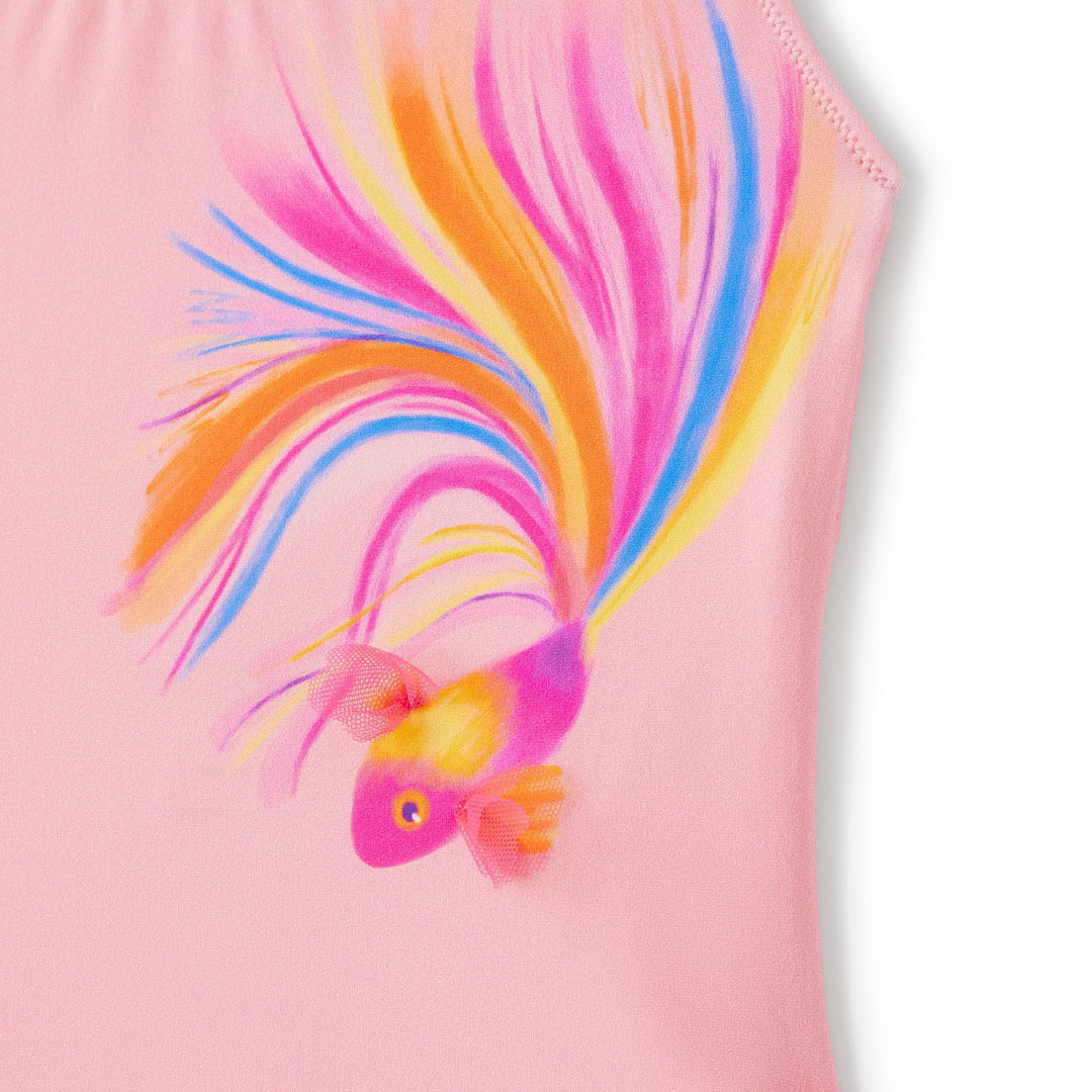 IL GUFO - Girls Fish Appliqué Swimsuit closeup