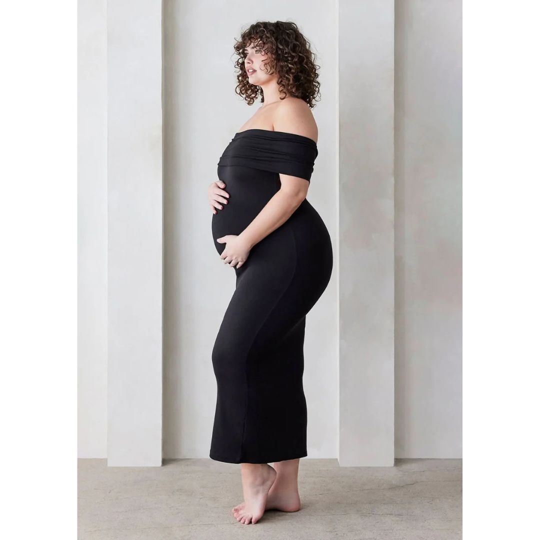 Side view of Black Biance Dress from Bumpsuit