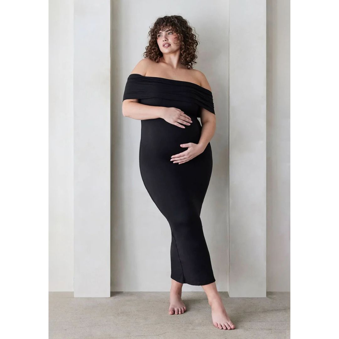 Off shoulder maternity dress