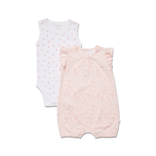 Bunny Romper and Strawberry Bodysuit 2 Pack Front