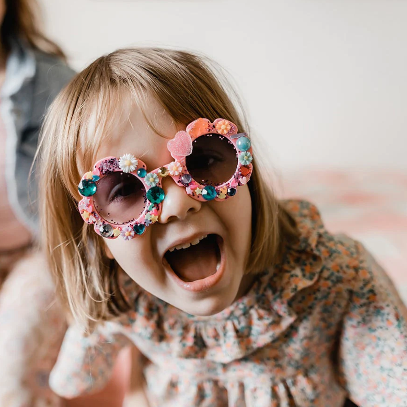 Girl in her DIY sunglasses