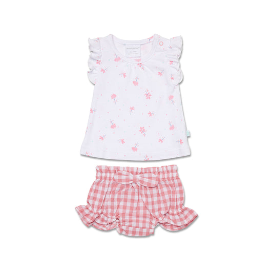 Daisy Chain Floral Top and Gingham Bloomer Set Front