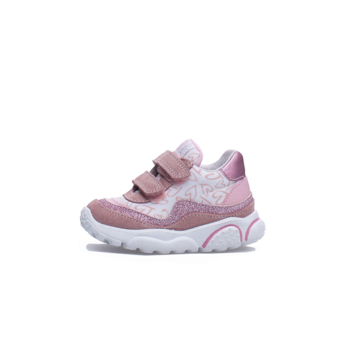 Girls Pink Sneakers in Suede and Nylon Side 2