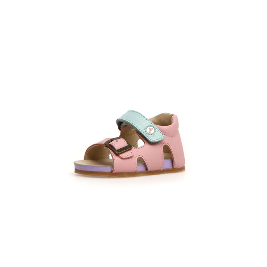 Girls Pink Leather Sandals Front Side