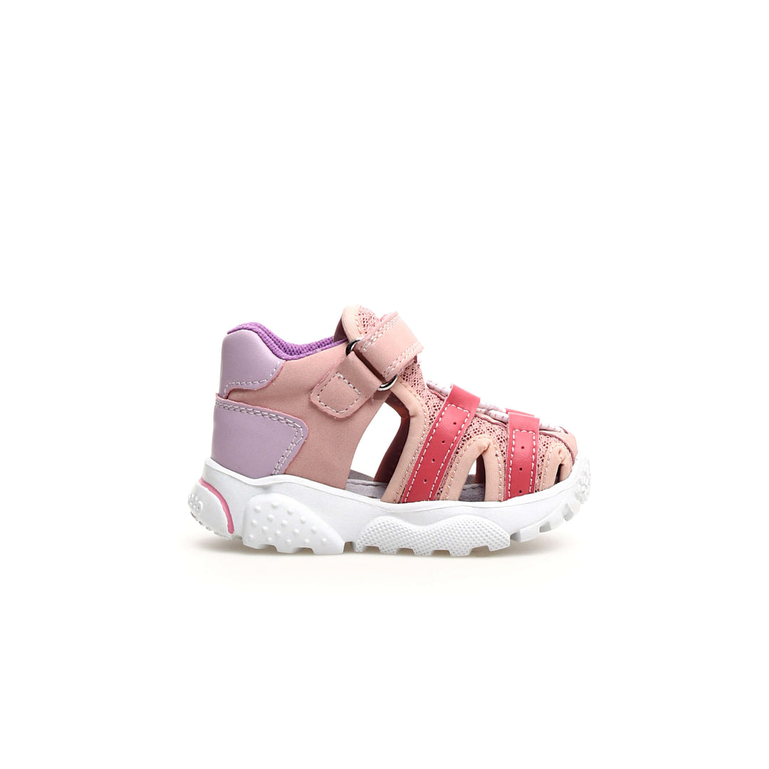 Girls Pink Sandals in Eco Nabuk Side