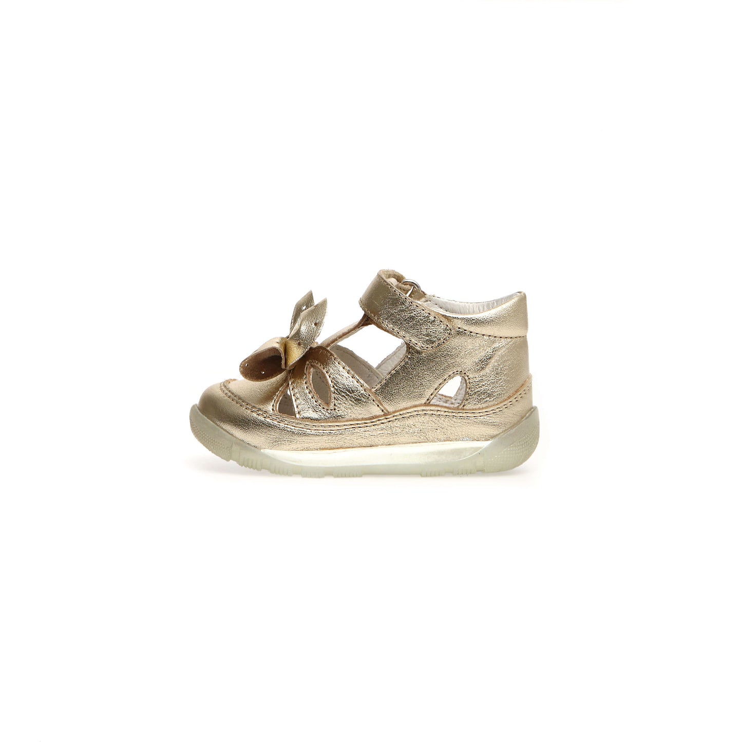 Girls Gold Leather Sandals Side 2