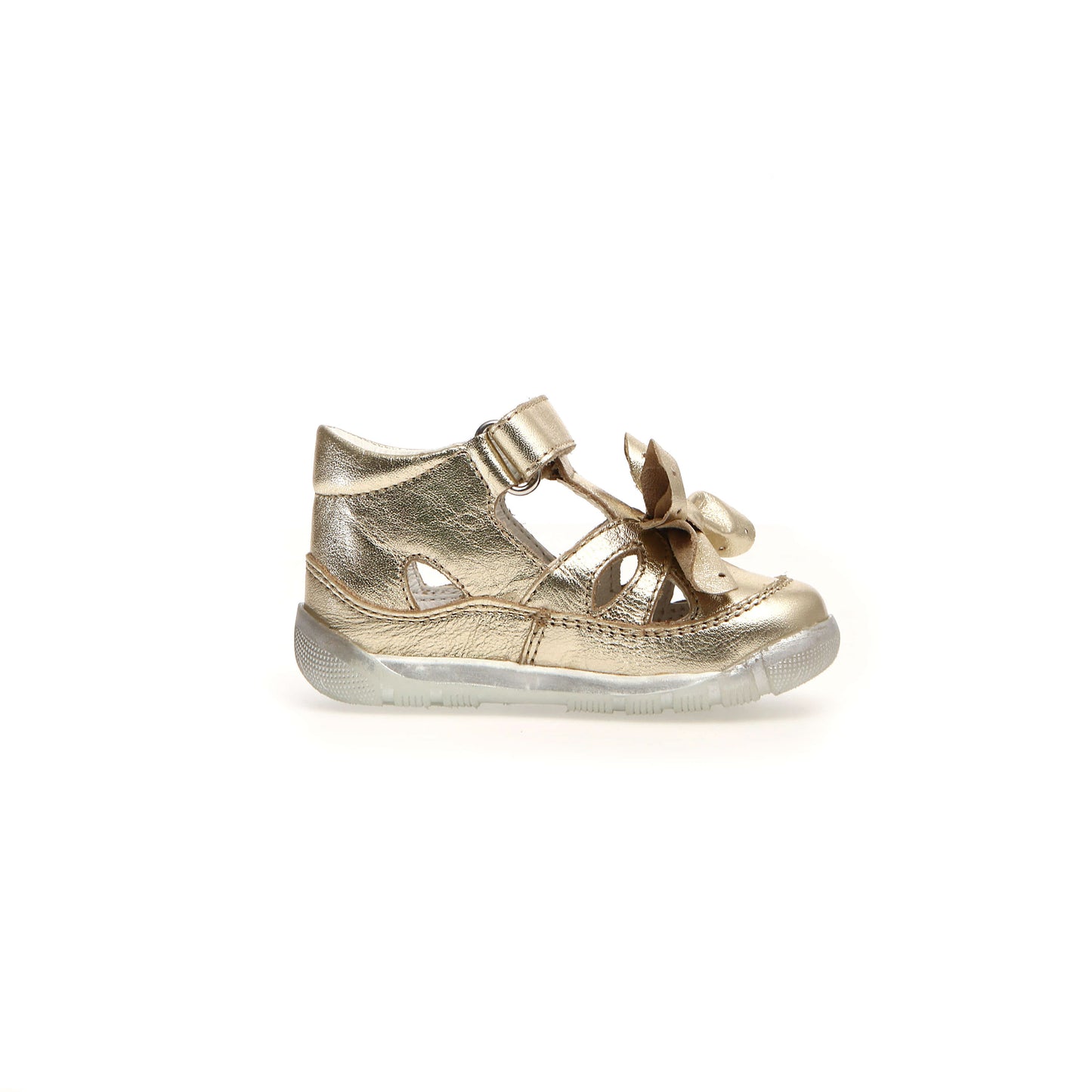 Girls Gold Leather Sandals Side