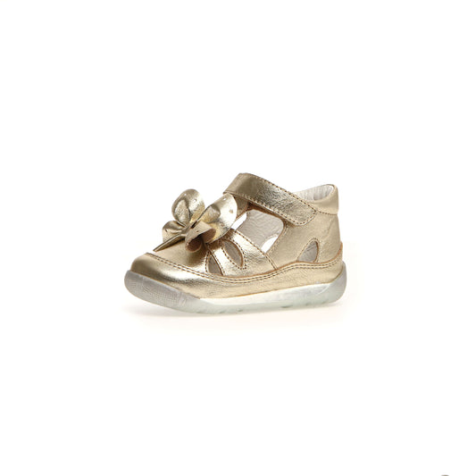 Girls Gold Leather Sandals Front Side