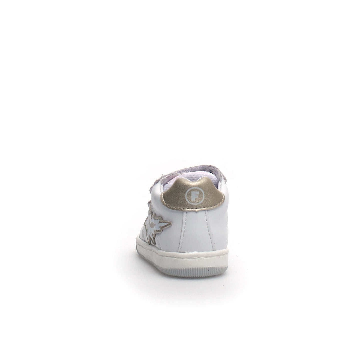 Girls White and Platinum Star Leather Sneakers Back