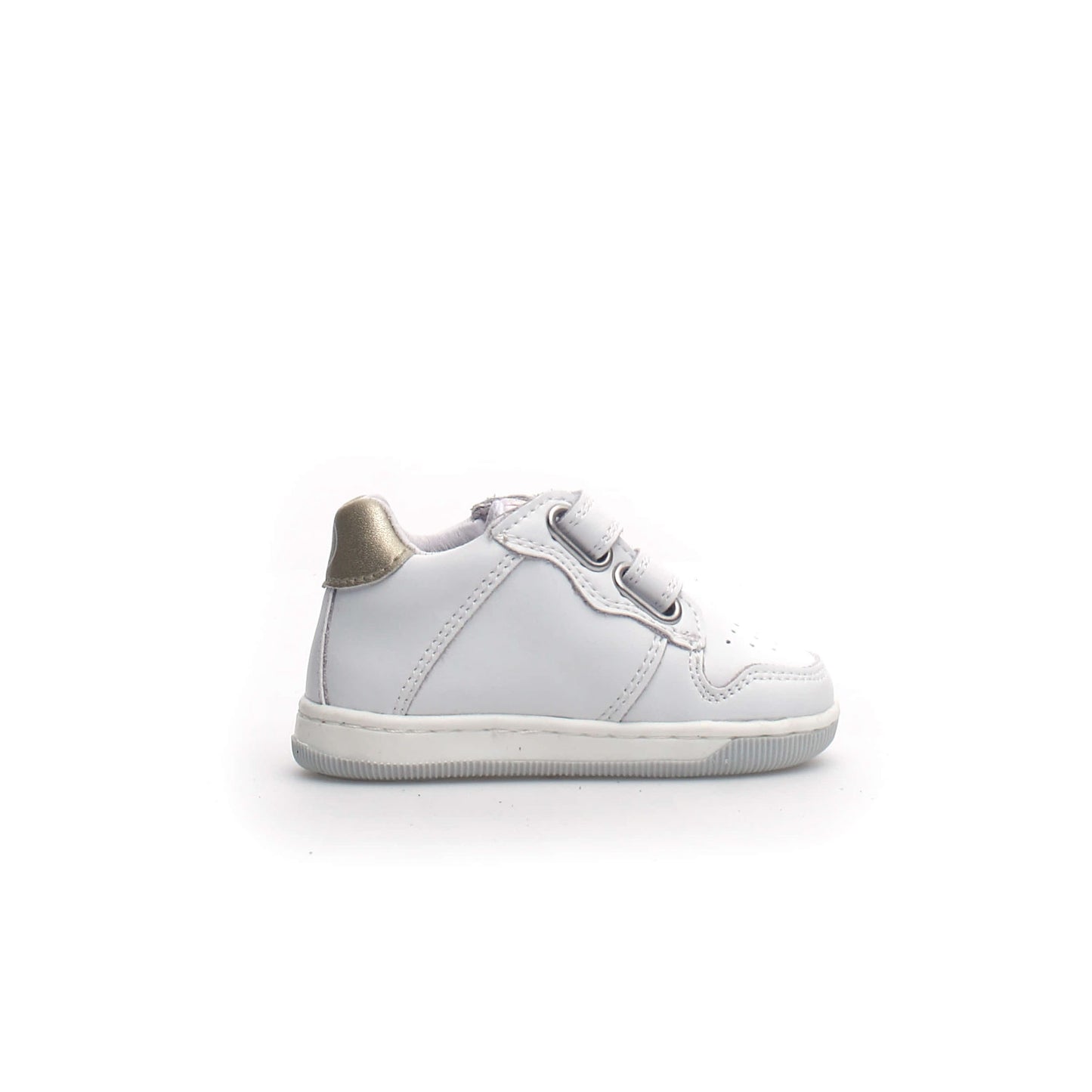 Girls White and Platinum Star Leather Sneakers Side