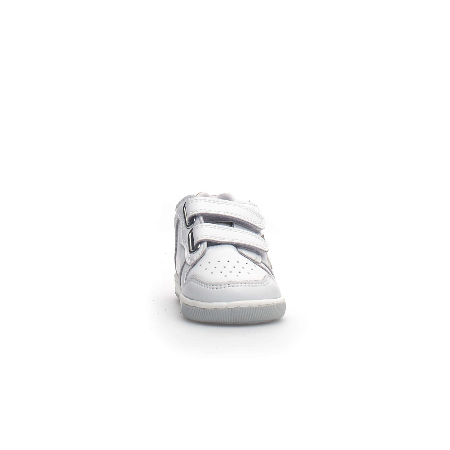 Girls White and Platinum Star Leather Sneakers Front