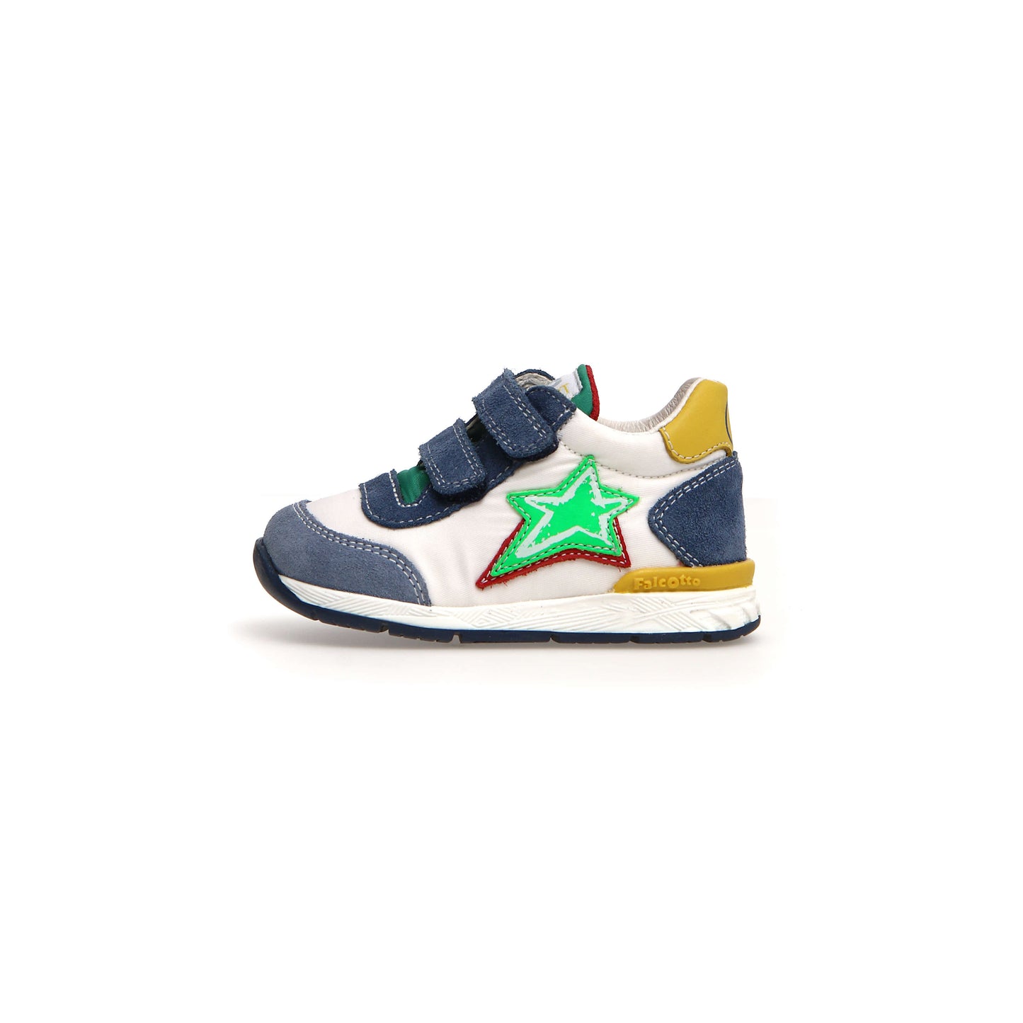 Boys White and Blue Suede Star Sneakers Side