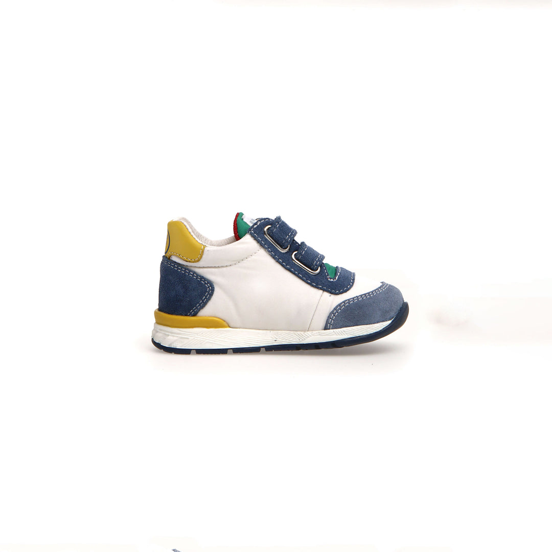 Boys White and Blue Suede Star Sneakers Side 2