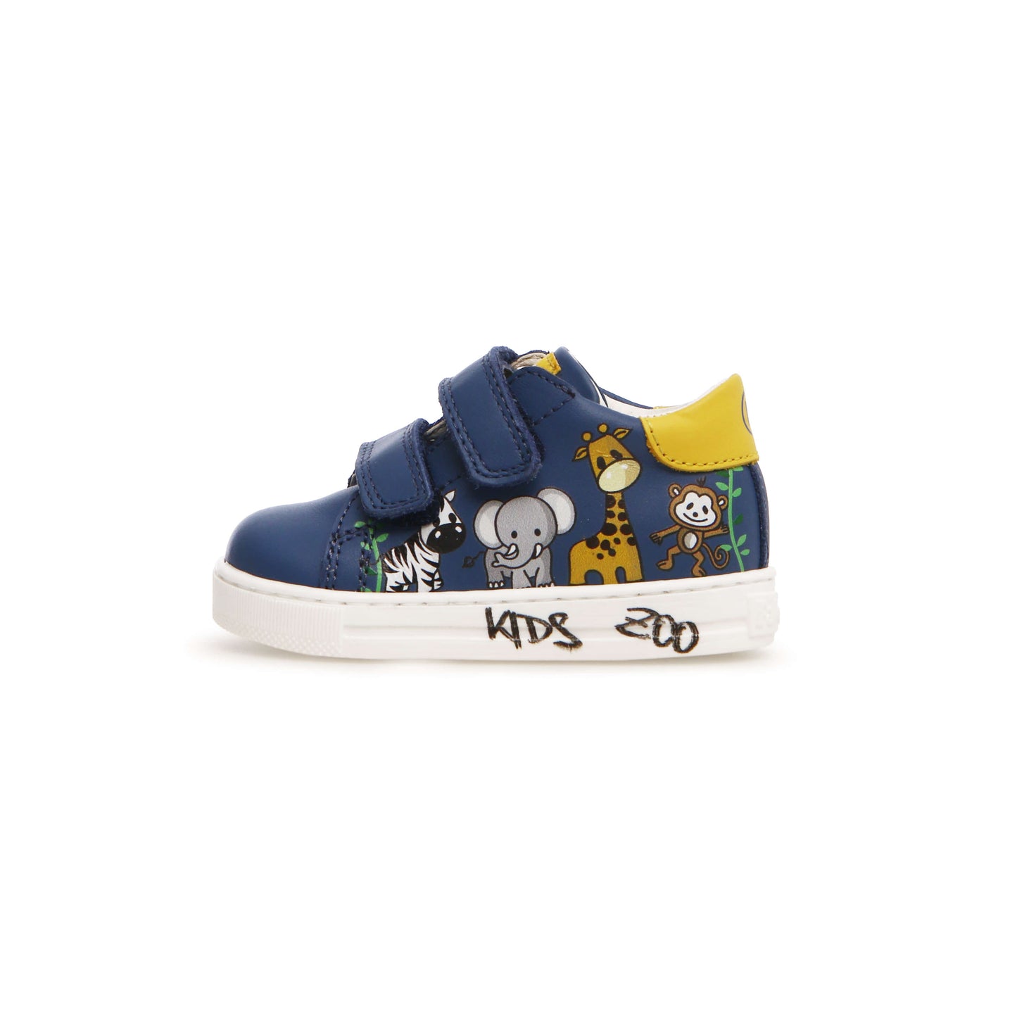 Boys Blue Leather Sneakers w/Animal Print Side 2