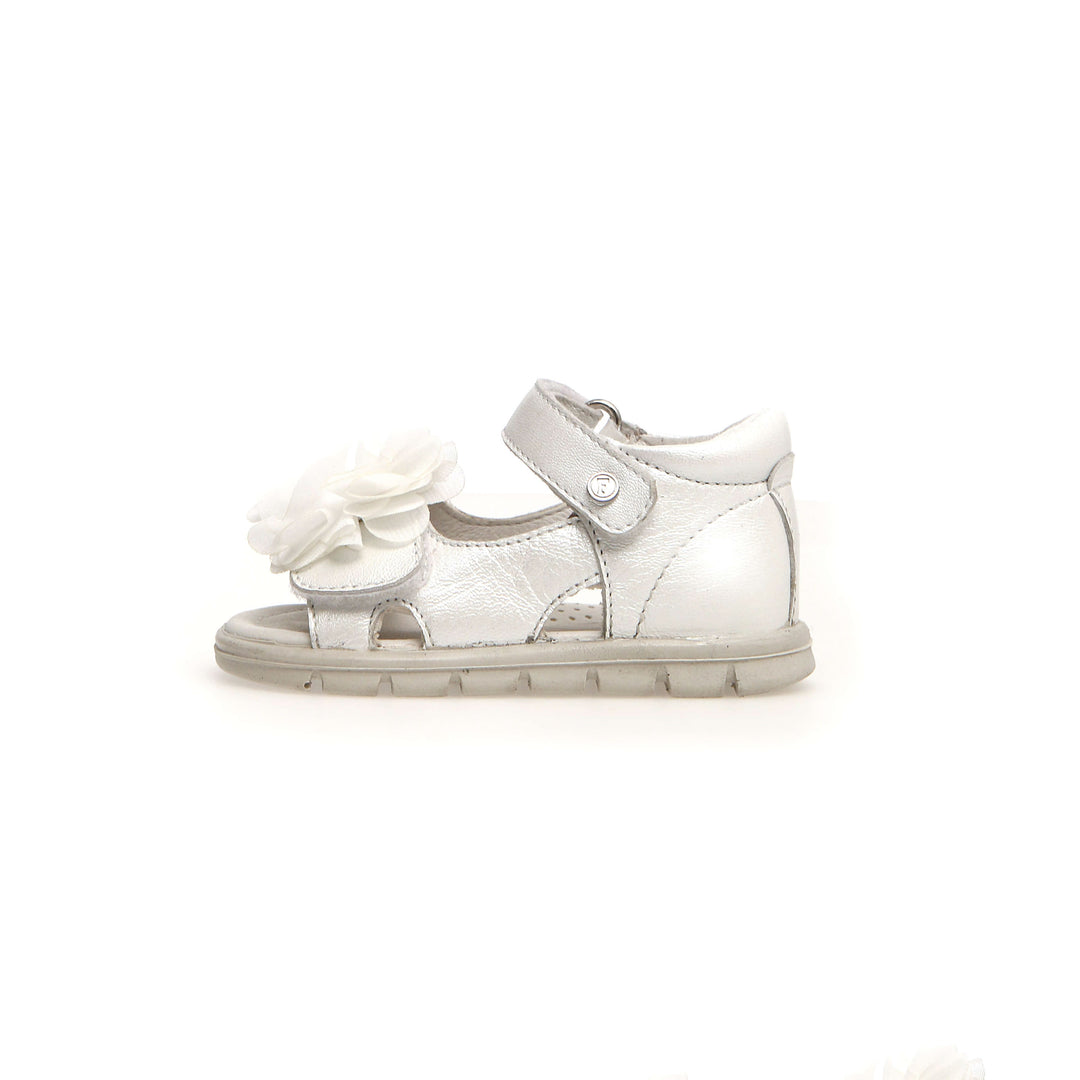 Girls Pearl White Leather Sandals Side 2