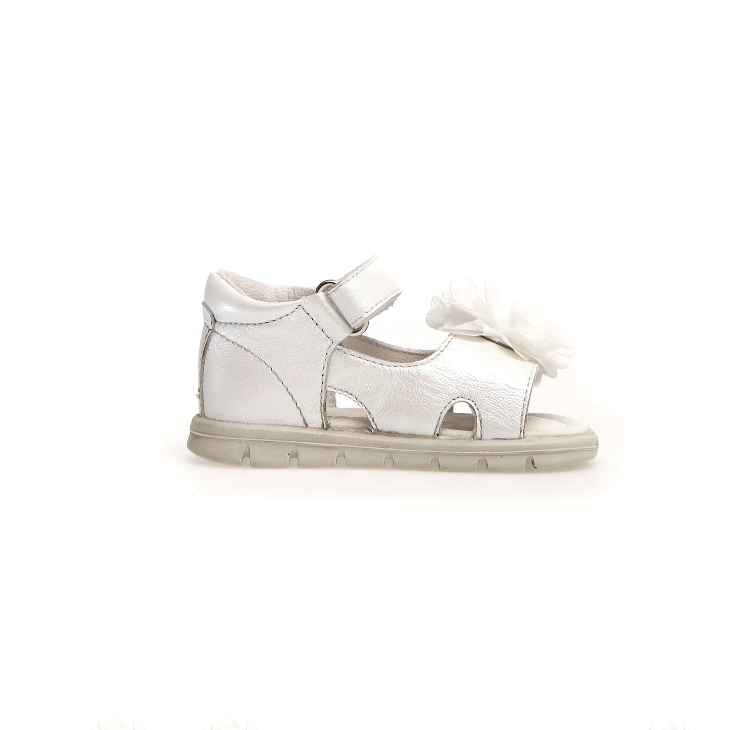 Girls Pearl White Leather Sandals Side