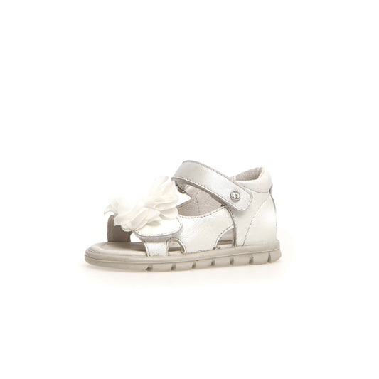 Girls Pearl White Leather Sandals Front Side