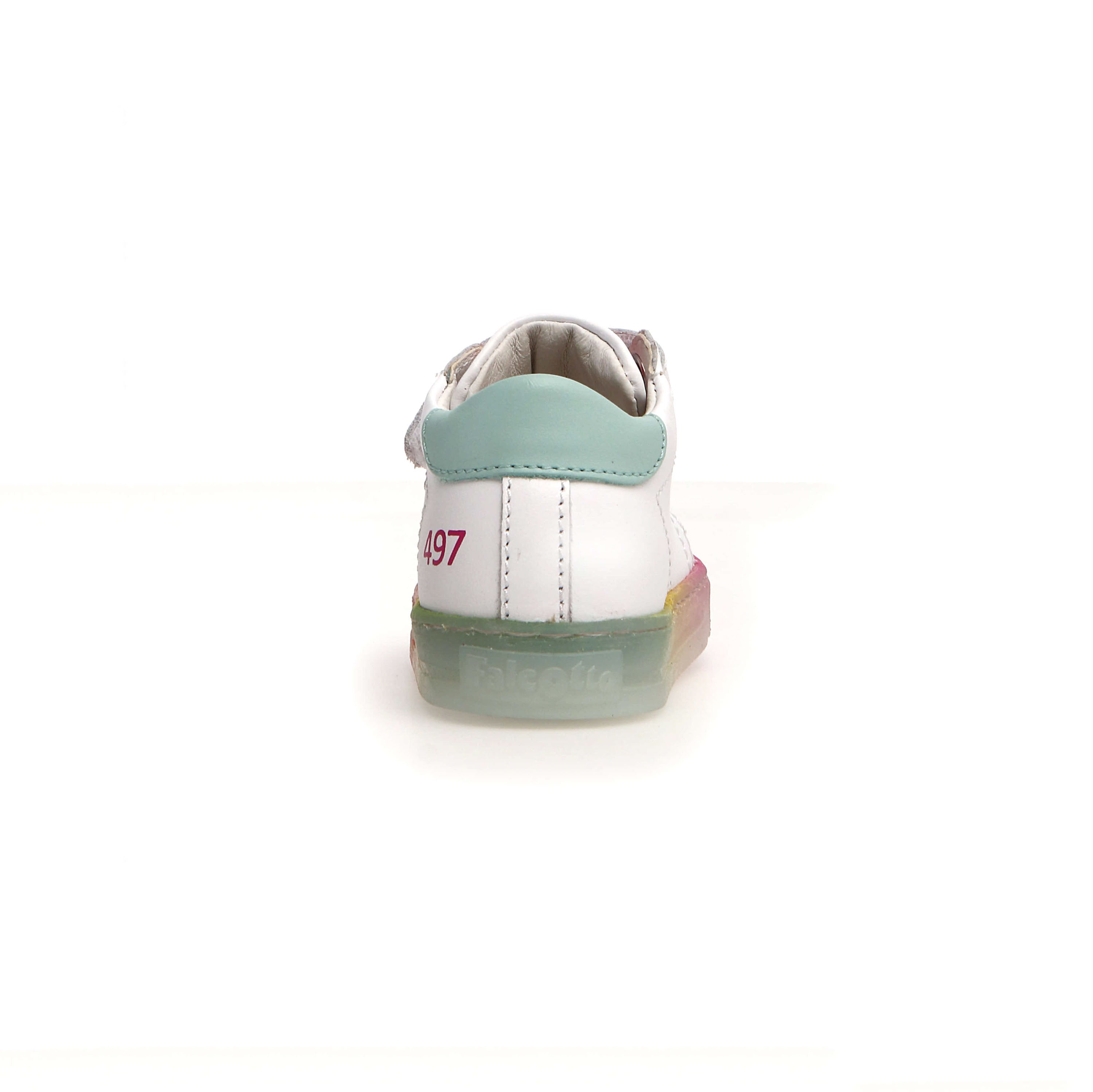 Girls White & Pink Leather Sneakers Back