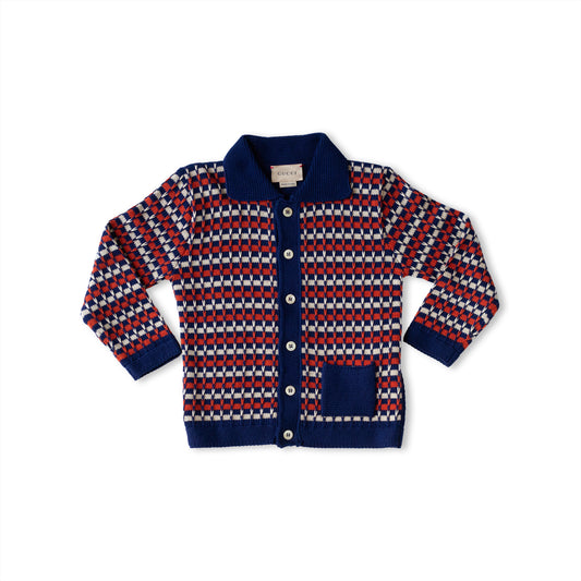 Gucci Baby Striped Tuck Stitch Cotton Cardigan