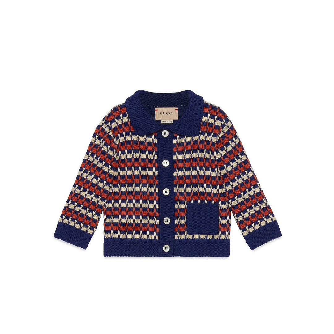 GUCCI - Baby Striped Tuck Stitch Cotton Cardigan