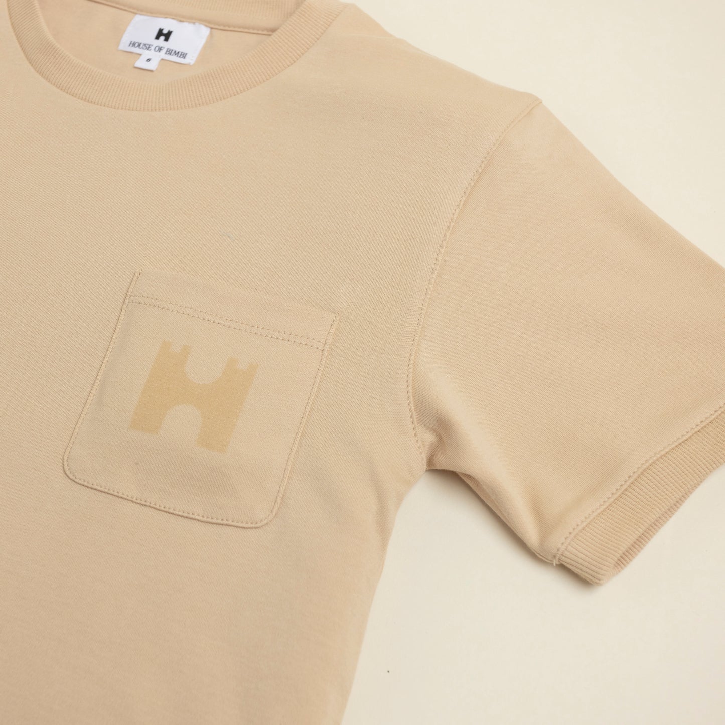 Kids Pocket T-Shirt Sand Close up