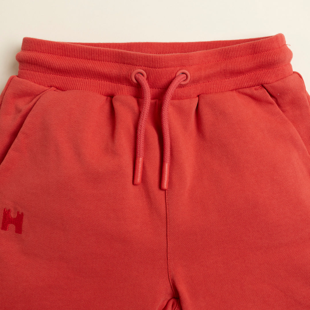 Kids Sweat Shorts Red Close up