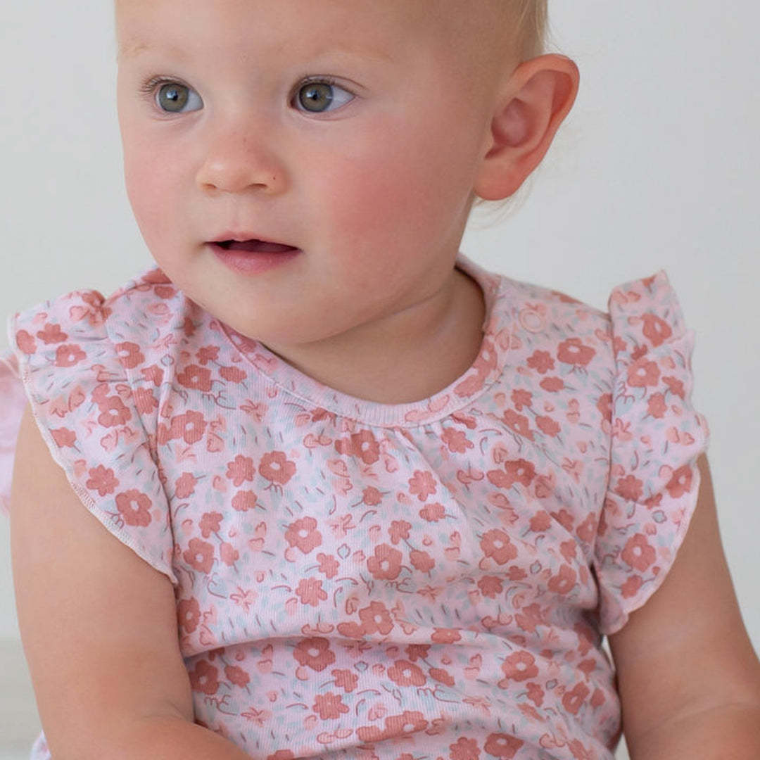Floral Frill Top and Nappy Pant Set Top
