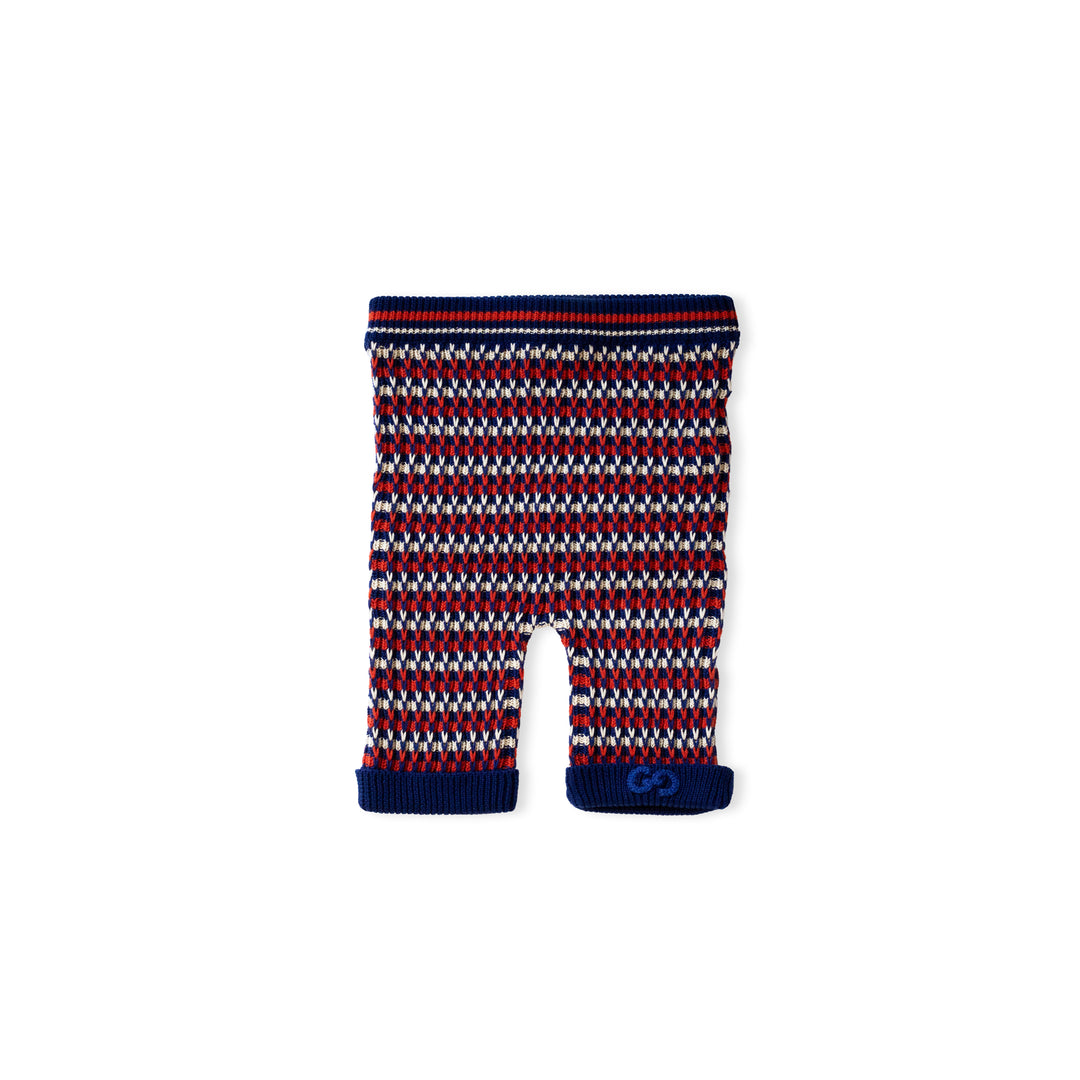 Baby Striped Tuck Stitch Cotton Bermuda Shorts Front