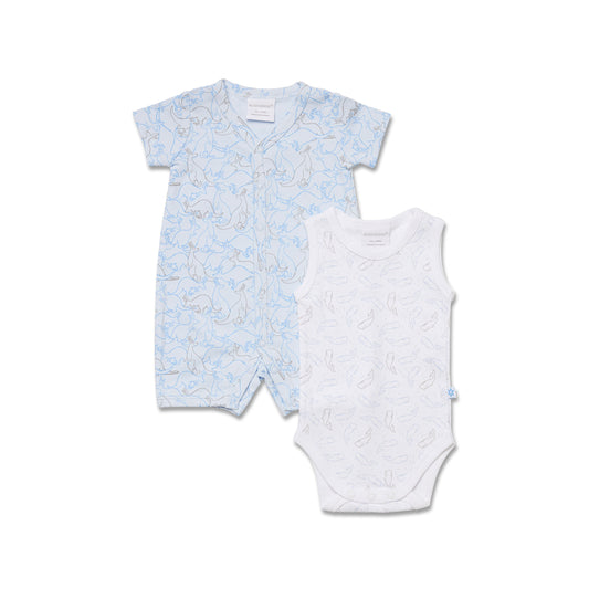 Kangaroo Romper and Whale Bodysuit 2 Pack Front
