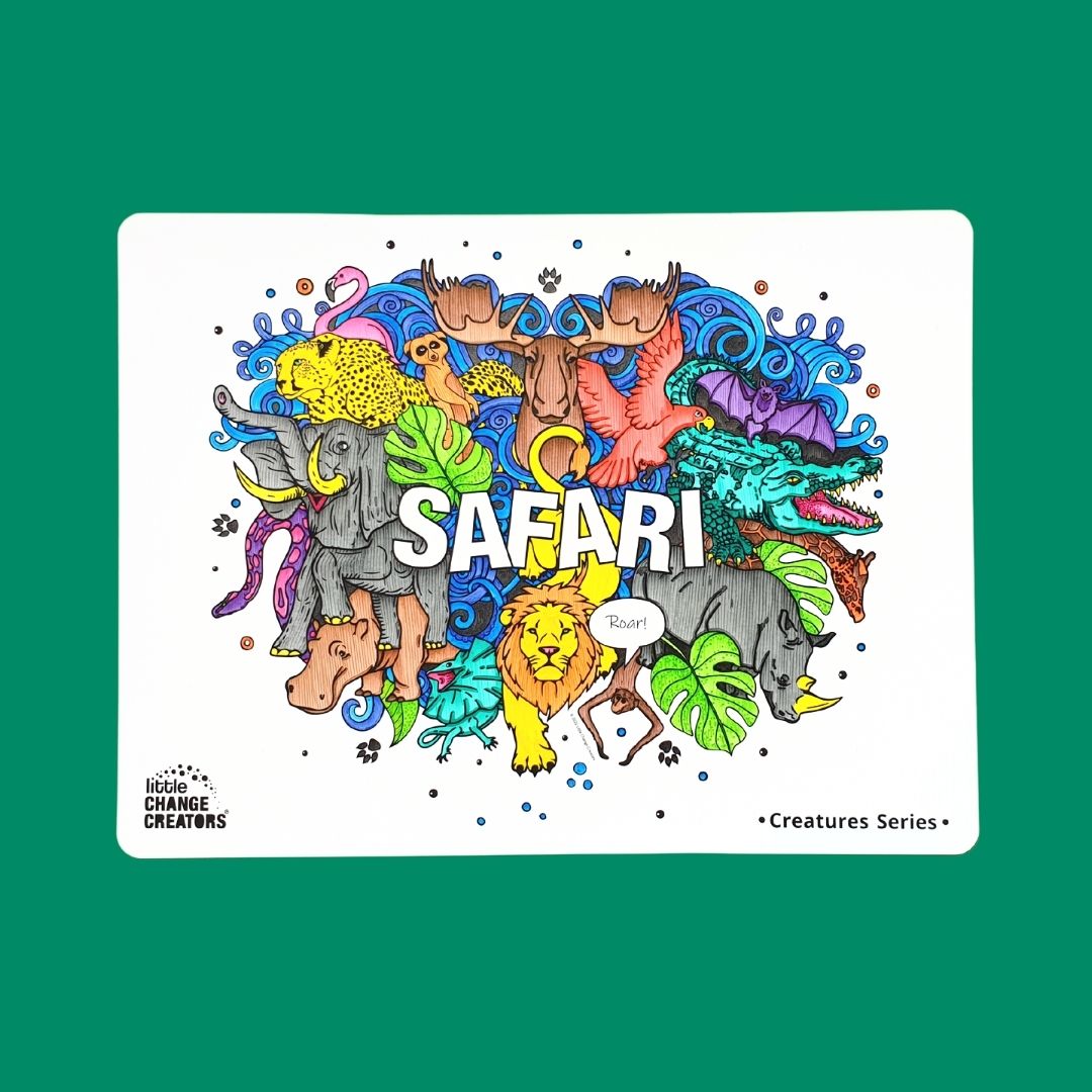 SAFARI Washable Animal Colouring Activity Mat