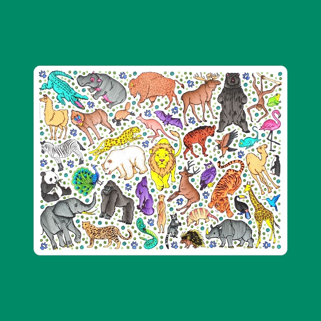 SAFARI Washable Animal Colouring Activity Mat