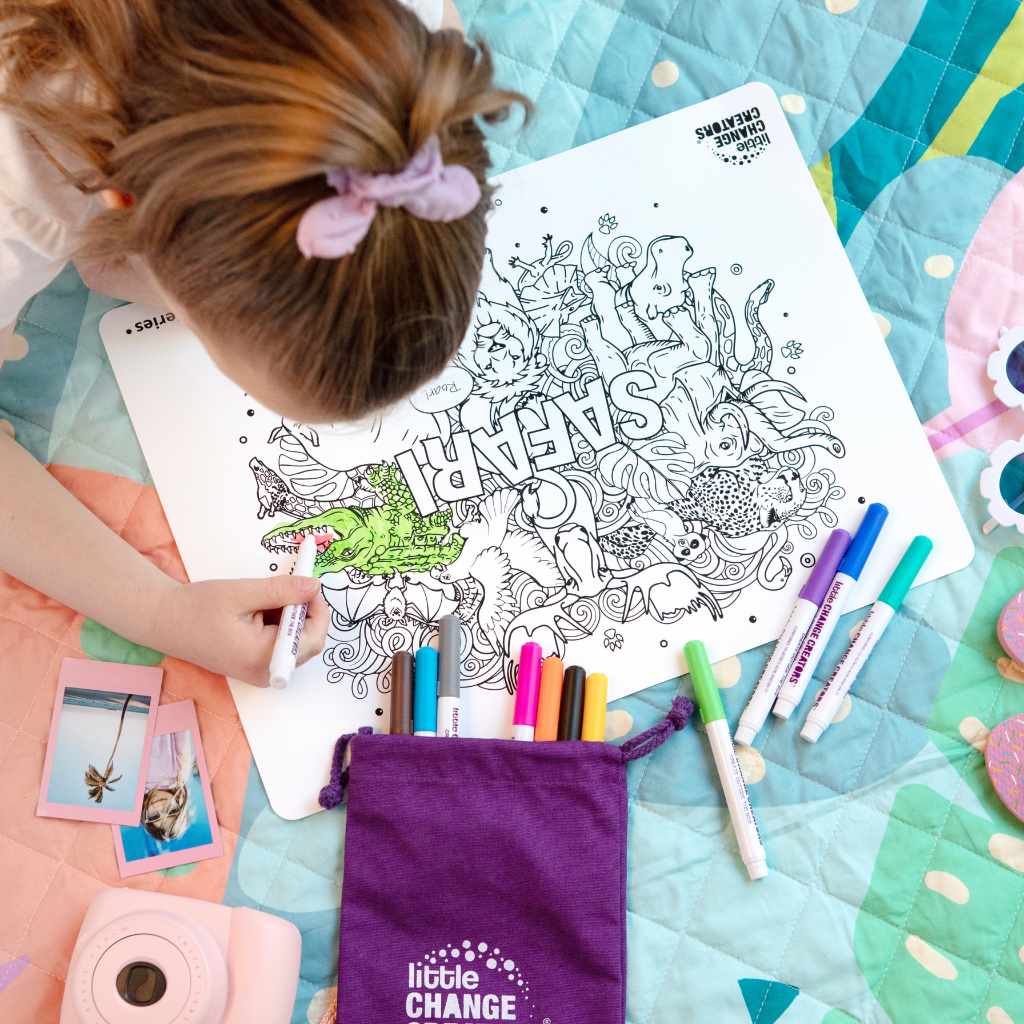 SAFARI Washable Animal Colouring Activity Mat