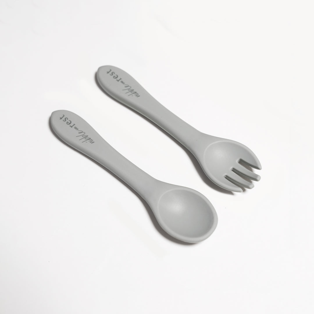 Nibble & Rest - Silicone Fork and Spoon Grey