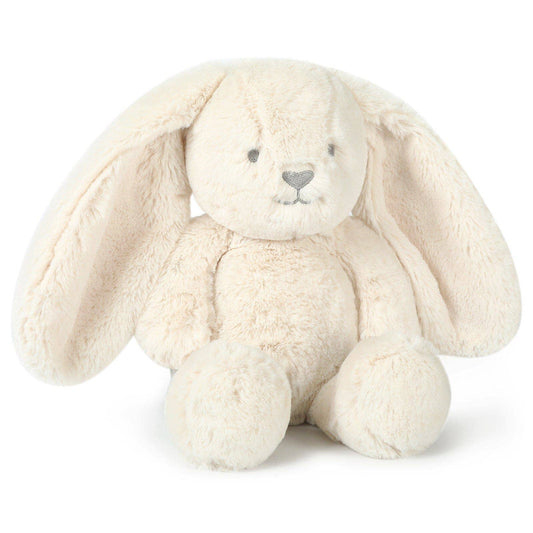 White plush bunny toy on a white background