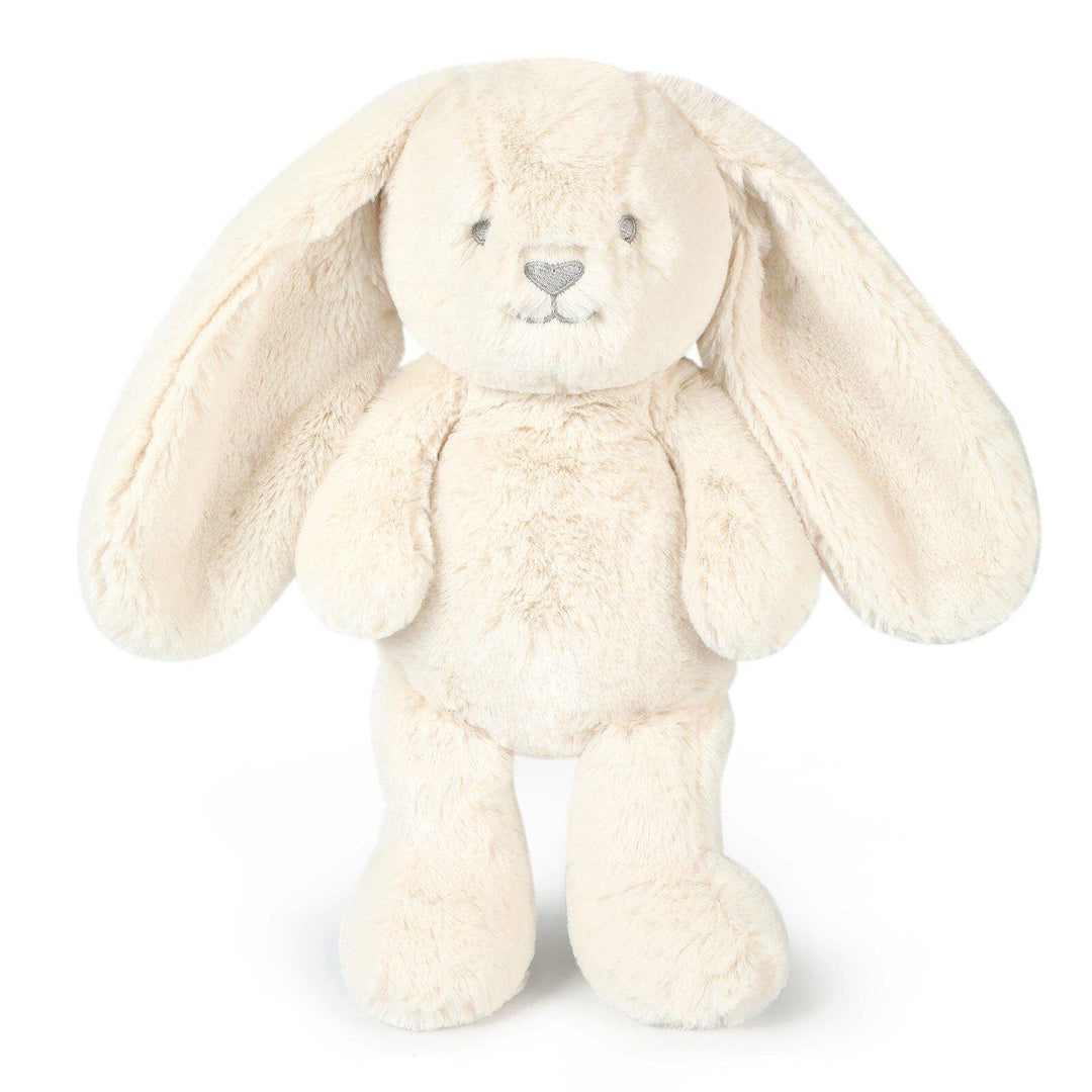 White plush bunny toy on a white background