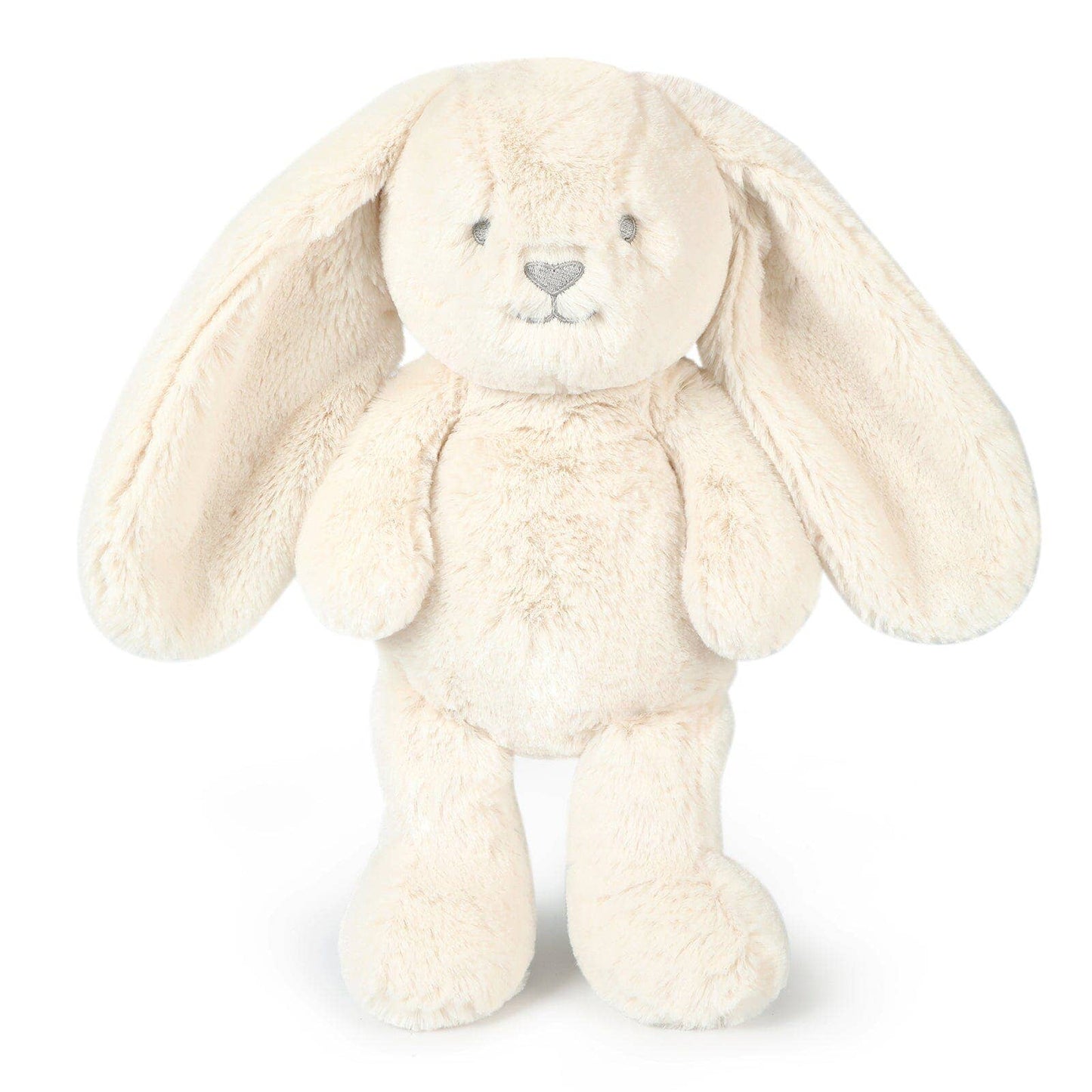White plush bunny toy on a white background