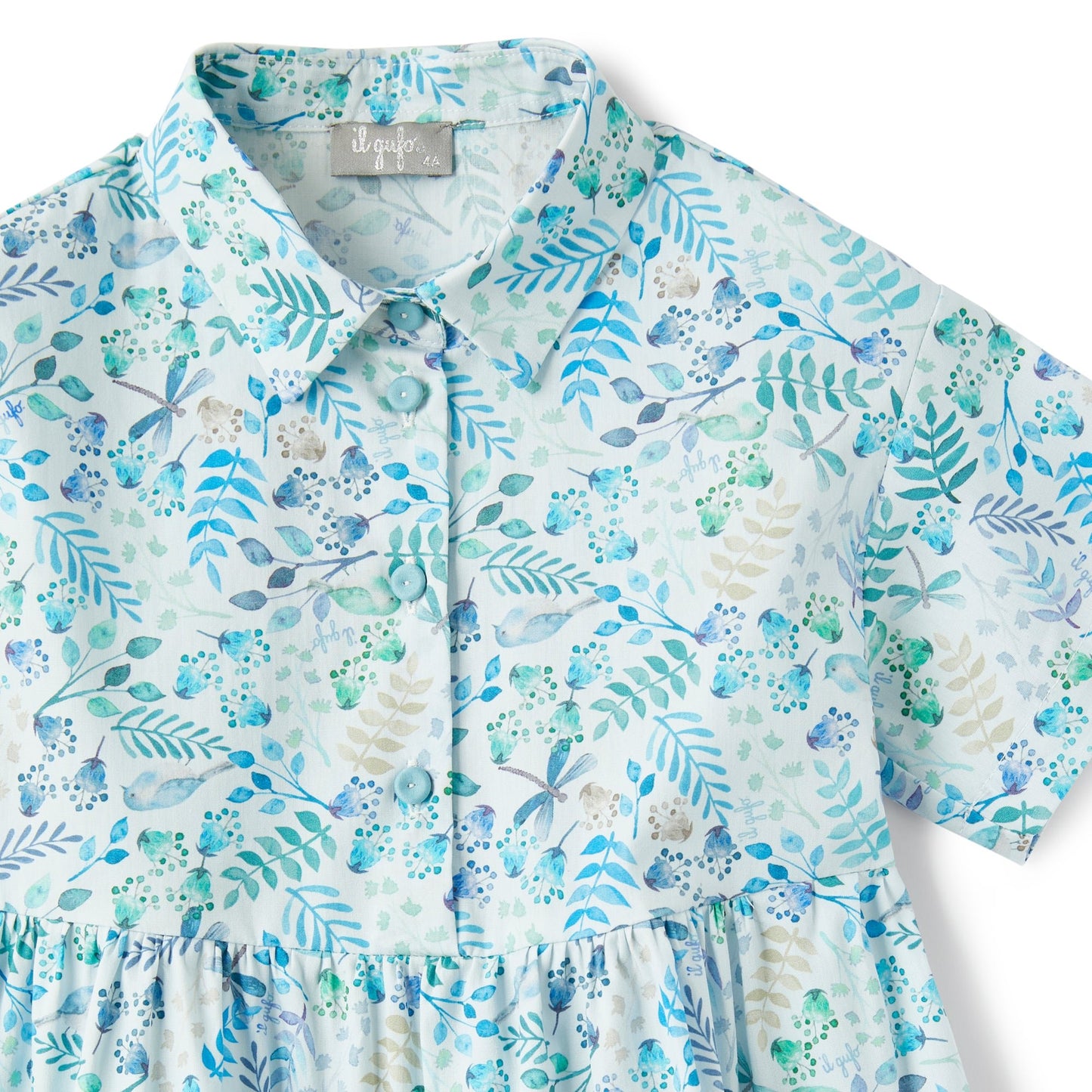 IL GUFO - Dress Short Sleeve - Blue Juniper