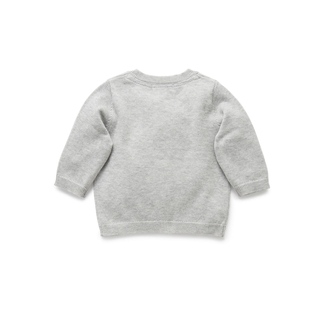 100% Organic Cotton Basic Cardigan Grey Back