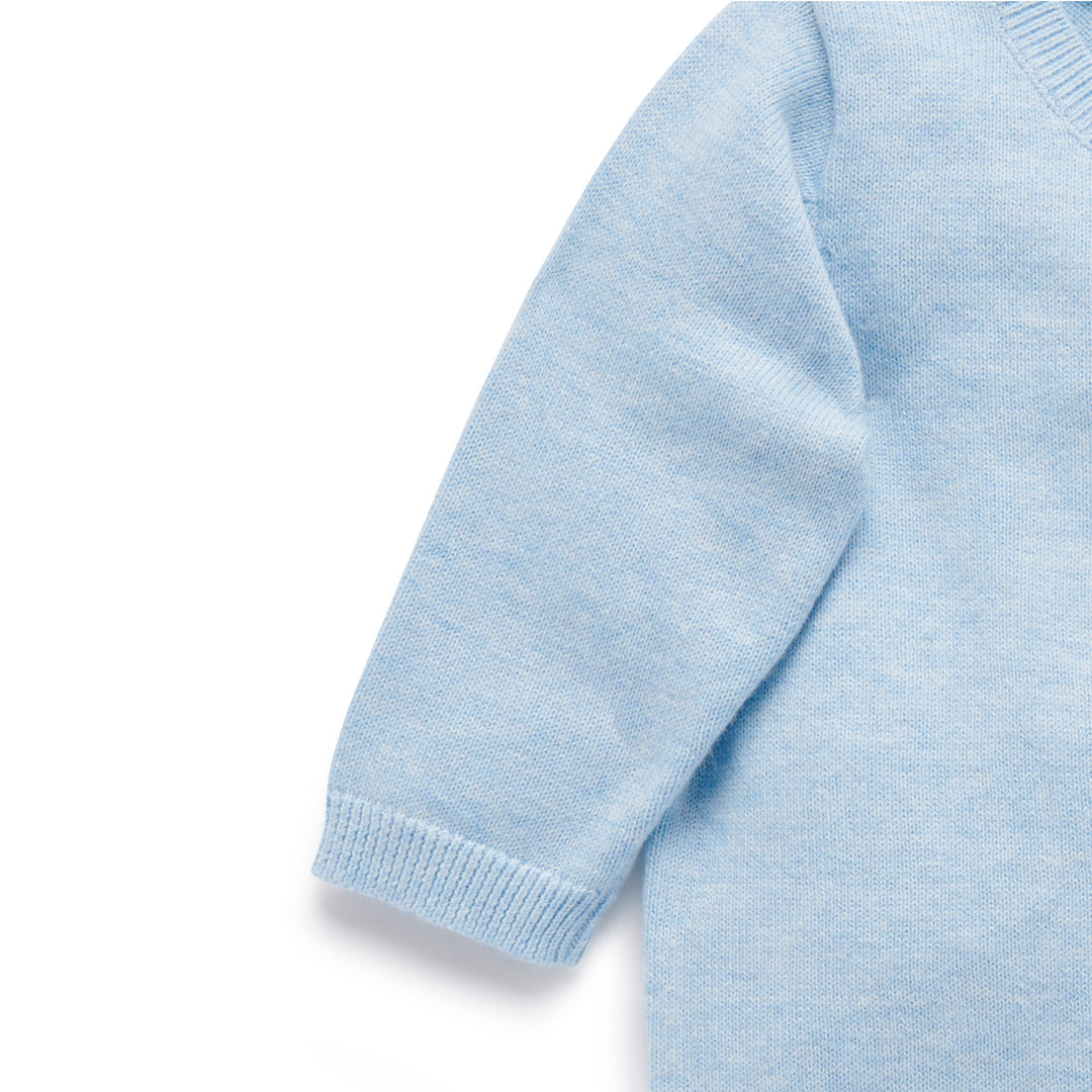 100% Organic Cotton Basic Cardigan Blue Side