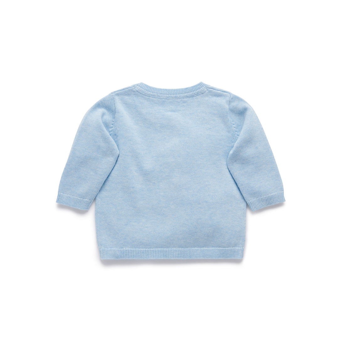 100% Organic Cotton Basic Cardigan Blue Back