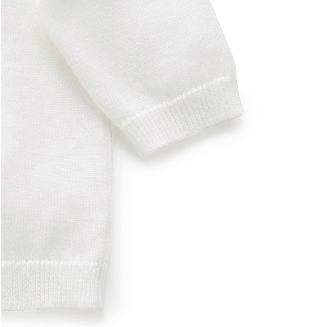 100% Organic Cotton Basic Cardigan White Side