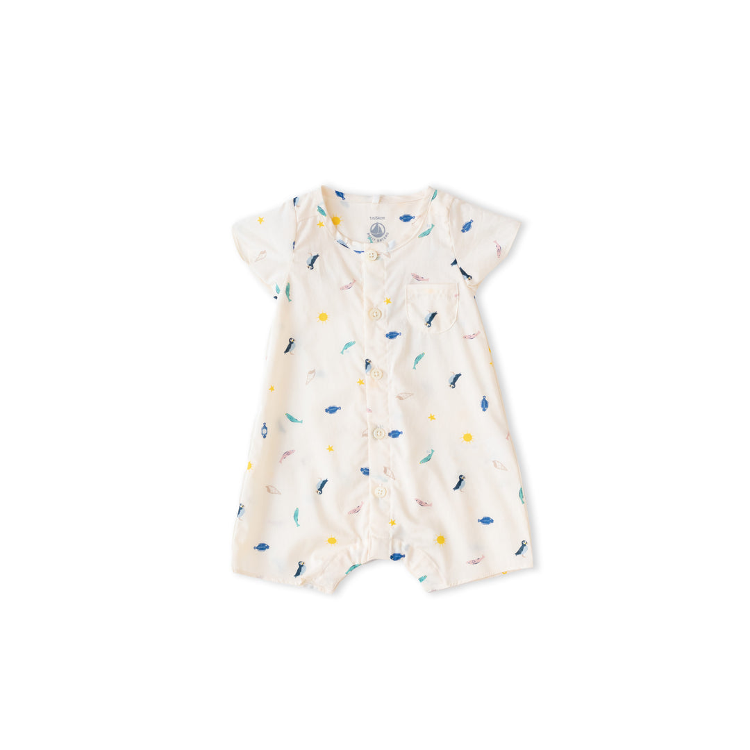 Petit Bateau - Baby printed poplin jumpsuit Front