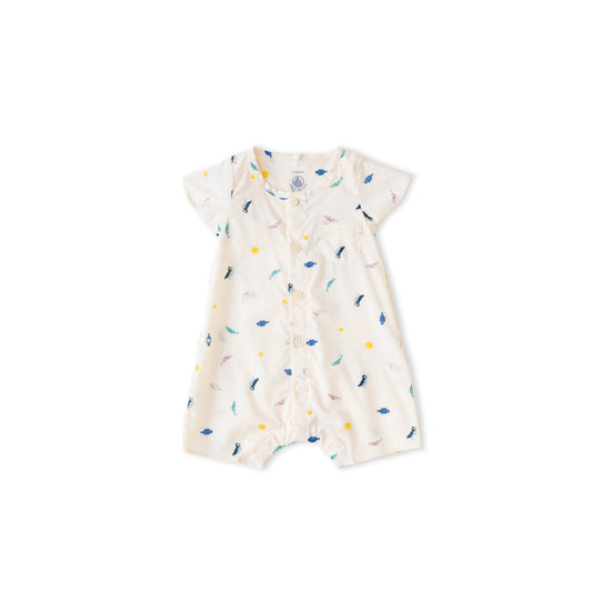 Petit Bateau - Baby printed poplin jumpsuit Front