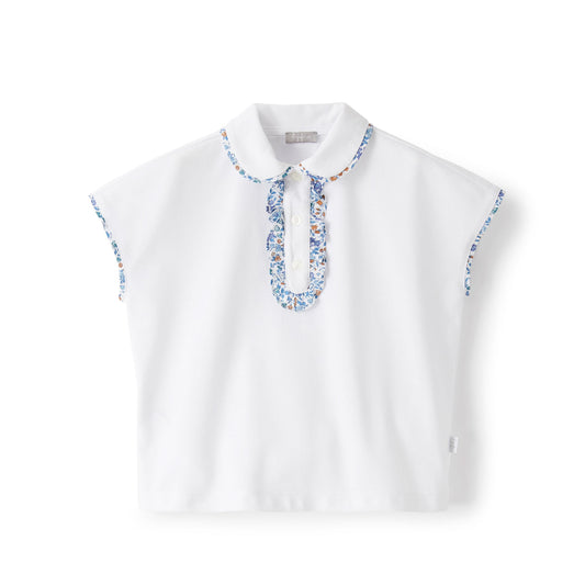 IL GUFO - White and Light Blue Polo Shirt S/S front