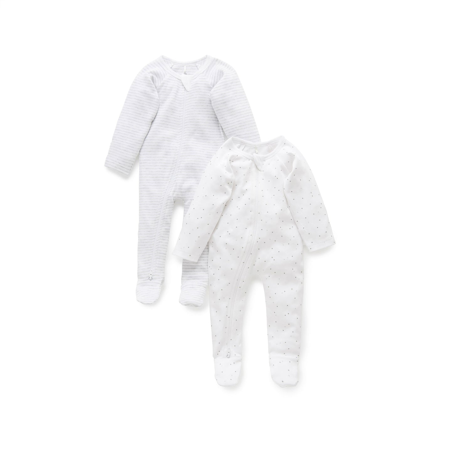 2 Pack Zip Growsuit 2 Front White
